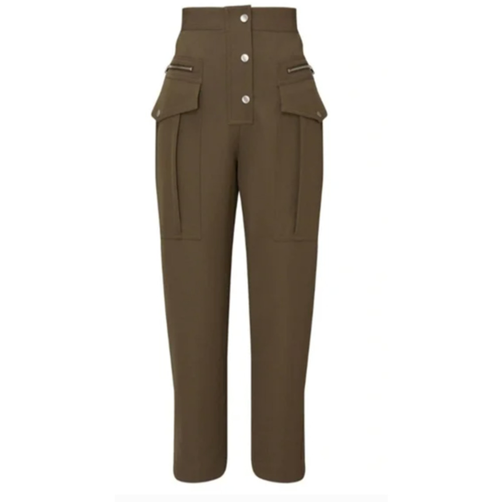 3.1 Phillip Lim Cargo Pants  Wool Straight Leg Ankle Olive Green 0